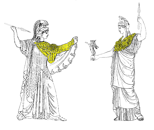 Pallas Athena wearing aegis with Gorgon