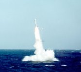 Tomahawk Land Attack Missile being fired from the Royal Navy submarine HMS Splendid.